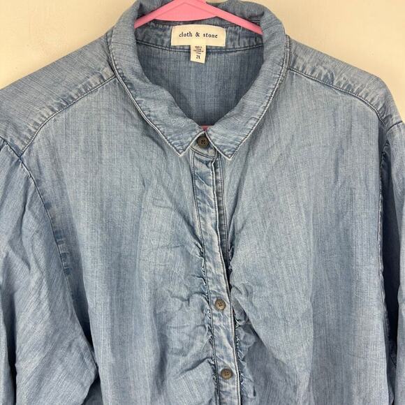 Cloth and stone chambray button up long sleeve tencel shirt womens size 2x - Picture 2 of 7